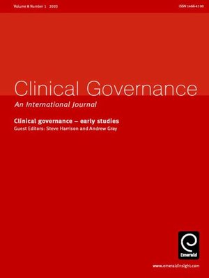 cover image of Clinical Governance: An International Journal, Volume 8, Issue 1